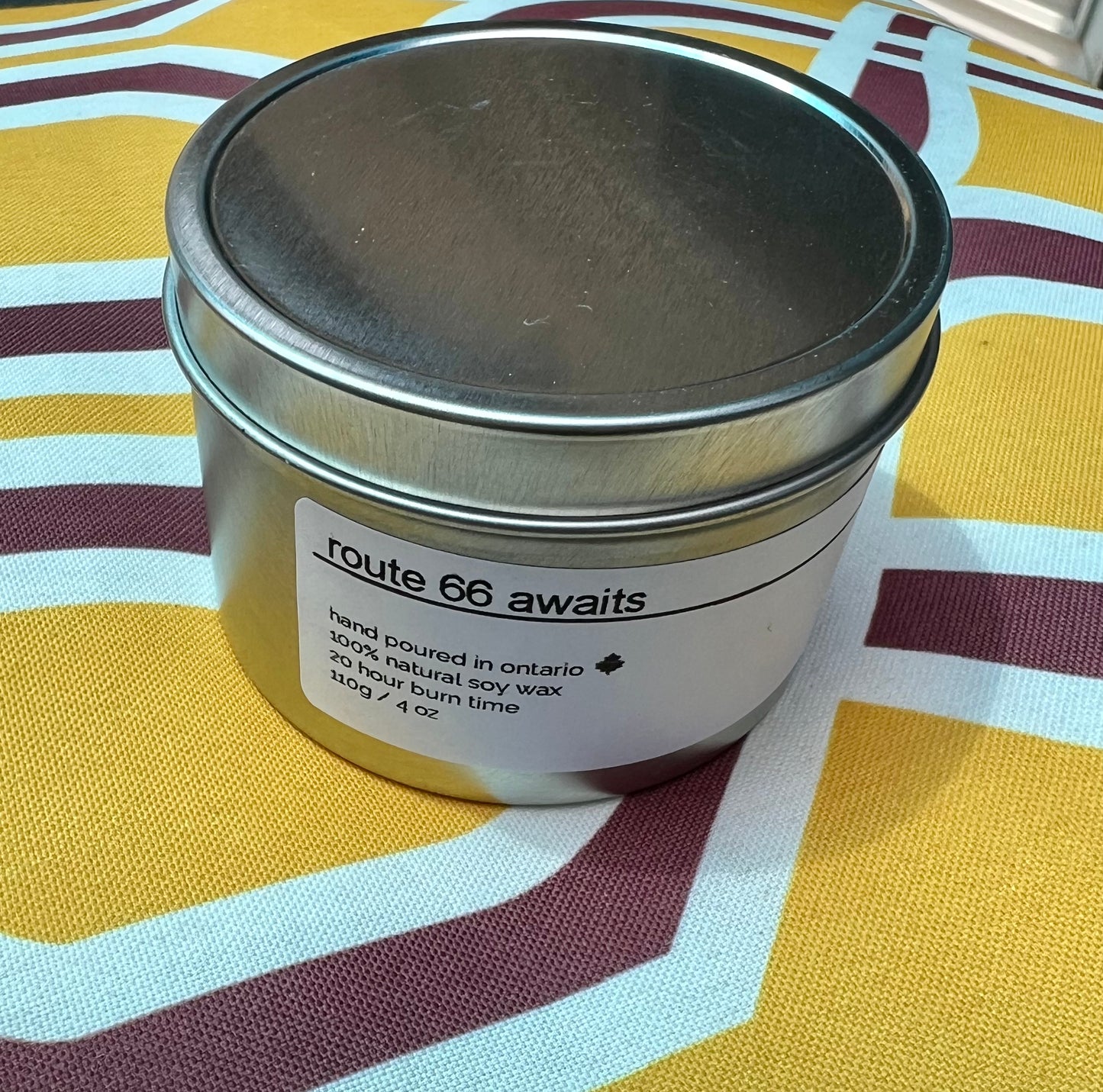 Route 66 Awaits Luxury Soy Wood Wick Candle: honey + strawberry