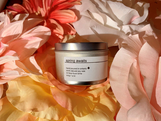 Spring ‘25 Awaits Luxury Wood Wick Candle: peony + peach