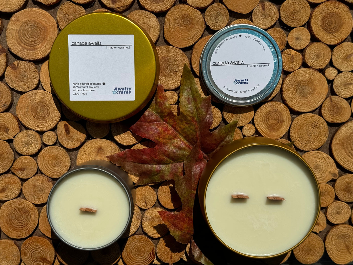 Canada Awaits Luxury Soy Wood Wick Candle: maple + caramel