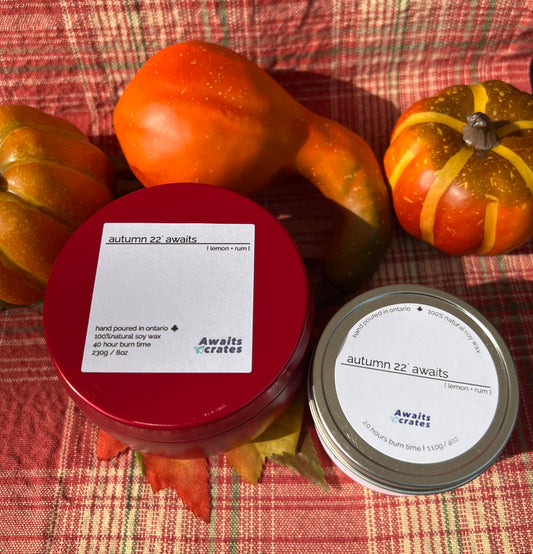 Autumn Awaits Luxury Soy Wood Wick Candle: lemon + rum